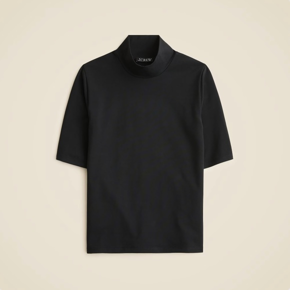 J.Crew Stretch Cotton-blend Mockneck Elbow-sleeve T-shirt in Black - W’s Medium - Picture 4 of 7